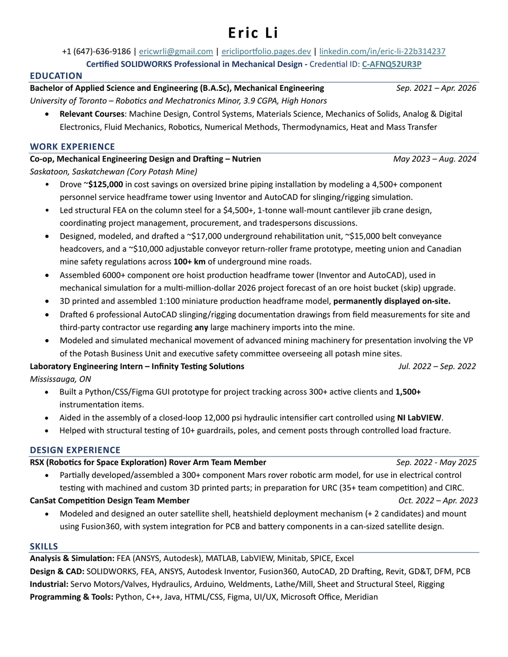 Eric Li résumé